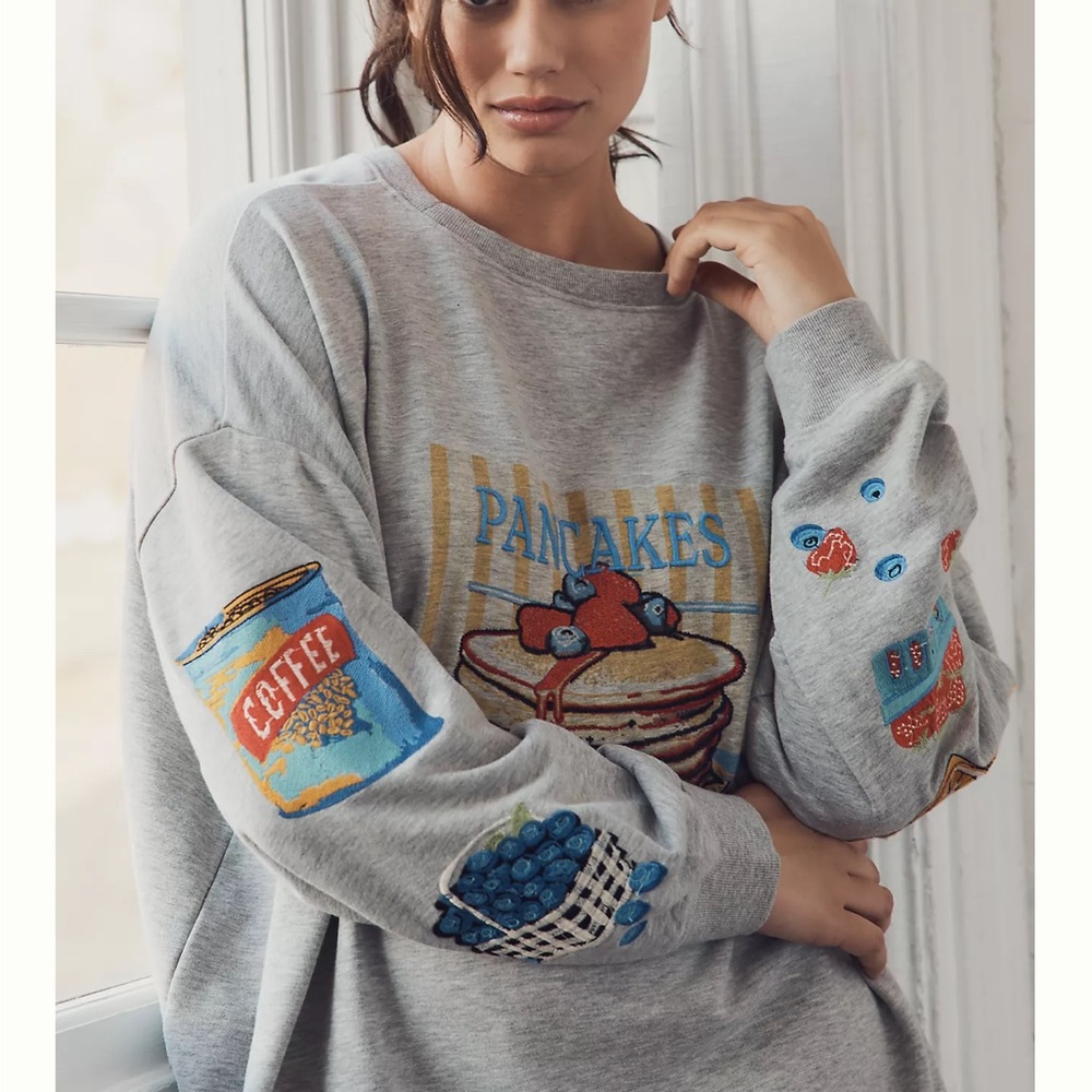 Anthropologie Gray Pancake Graphic Sweatshirt ISO